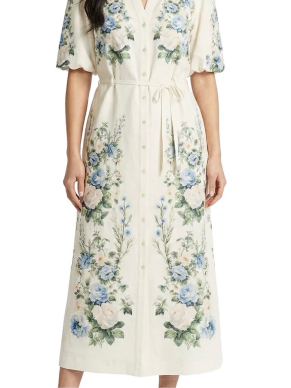 Women's Floral Shirtdress with Sash size 16 Ivory BlueBell